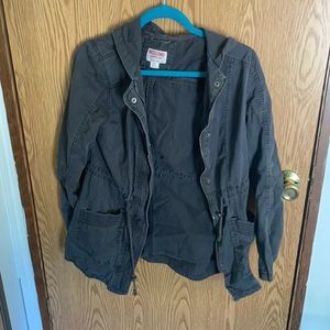 Dark Grey Hooded Utility Jacket